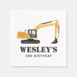 建築車の掘削機バースデーパーティー スタンダードカクテルナプキン
