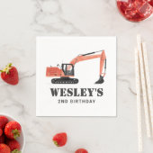 建築車の掘削機バースデーパーティー スタンダードカクテルナプキン (インサイチュ)