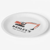 建築車の掘削機バースデーパーティー ペーパープレート (アングル)