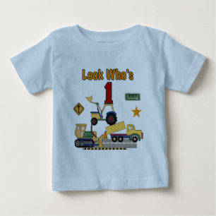 建築車の第1誕生日のTシャツ ベビーTシャツ
