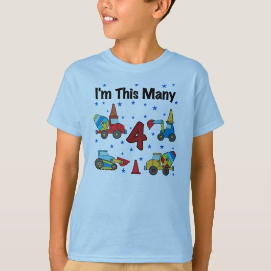 建築車の第4誕生日のTシャツ Tシャツ (正面)