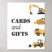 建築車の誕生日カードとギフトのサイン ポスター (正面)