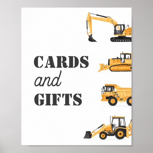 建築車の誕生日カードとギフトのサイン ポスター (正面)