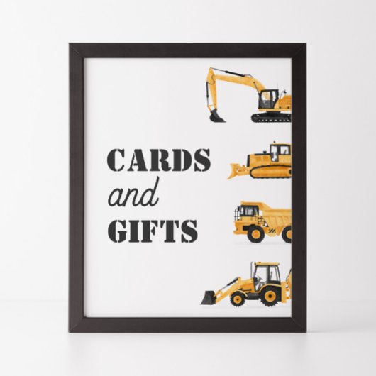 建築車の誕生日カードとギフトのサイン ポスター