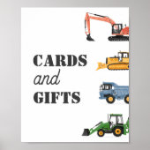建築車の誕生日カードとギフトのサイン ポスター (正面)