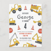 建築車の誕生日パーティーへの招待 ポストカード (正面)