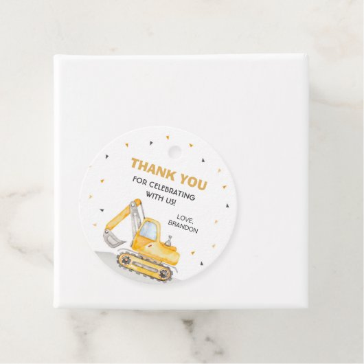 建築車の誕生日パーティーメッセージカード フェイバータグ (インサイチュ)