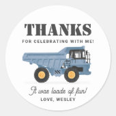 建築車の誕生日パーティー ラウンドシール (正面)