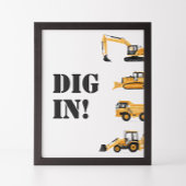 建築車の誕生日掘り食べ物の看板 ポスター