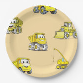 建築車の誕生日紙プレート ペーパープレート (正面)