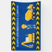 建築車カスタムのボーイズハッピーバースデー 横断幕 (縦)