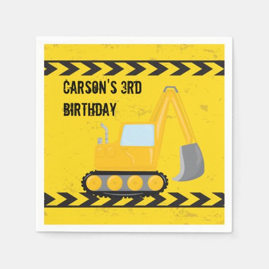 建築車カスタム両子供の誕生日パーティー スタンダードカクテルナプキン (正面)