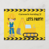 建築車キッズカスタム誕生日パーティー ポストカード (正面)