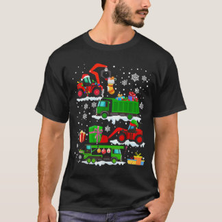 建築車クリスマスレッドトラックウィンター Tシャツ