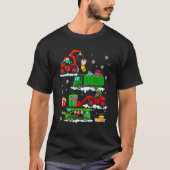 建築車クリスマスレッドトラックウィンターB Tシャツ (正面)