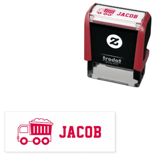 建築車ダンプトラックの子供たちパーソナライズされた セルフインキングスタンプ (インサイチュ)