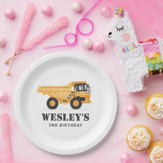 建築車ダンプトラック誕生日パーティー ペーパープレート (パーティー)