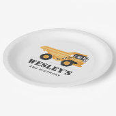 建築車ダンプトラック誕生日パーティー ペーパープレート (アングル)