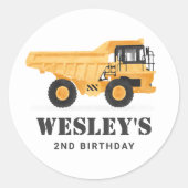 建築車ダンプトラック誕生日パーティー ラウンドシール (正面)