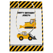 建築車トラック金ゴールド誕生日 ミディアムペーパーバッグ (正面)