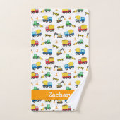 建築車パターン子供のBathタオルセット バスタオルセット (ハンドタオル)