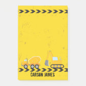 建築車パーソナライズされた車の子供の名前イエロー ポストイット (正面)