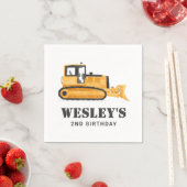 建築車ブルドーザー誕生日パーティー スタンダードカクテルナプキン (インサイチュ)