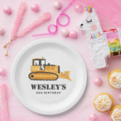 建築車ブルドーザー誕生日パーティー ペーパープレート (パーティー)
