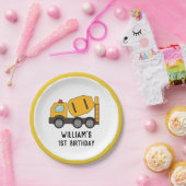 建築車ミキサートラック誕生日 ペーパープレート (パーティー)