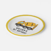 建築車ミキサートラック誕生日 ペーパープレート (アングル)