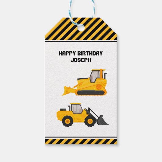 建築車両トラック金ゴールド誕生日 ギフトタグ (正面)