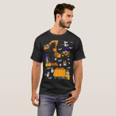 建築車両ハロウィンクレーントラックパンプキン Tシャツ (正面フル)