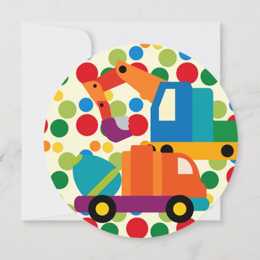 建築車両誕生日サークル招待状 招待状 (裏面)