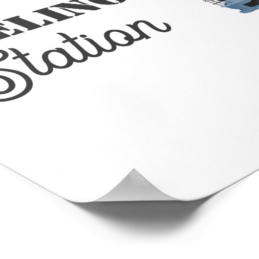 建築車両誕生日給油ステーション標識 ポスター (角)