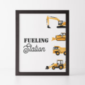 建築車両誕生日給油ステーション標識 ポスター