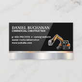 建築車両|金属 |黒の光沢 名刺 (正面)