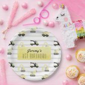 建築車型ホワイト誕生日 ペーパープレート (パーティー)