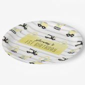 建築車型ホワイト誕生日 ペーパープレート (アングル)