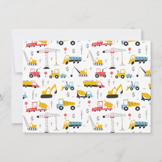 建築車少年フォトバースデーパーティー 招待状 (裏面)