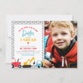 建築車少年フォトバースデーパーティー 招待状 (正面)