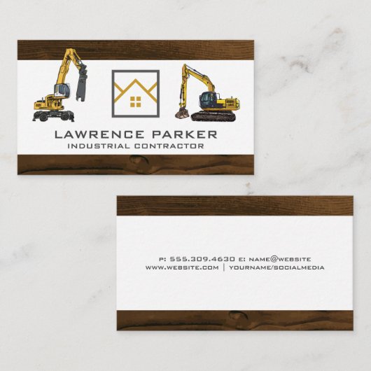 建築車掘削機 | 実在不動産ロゴ 名刺 (正面/裏面)