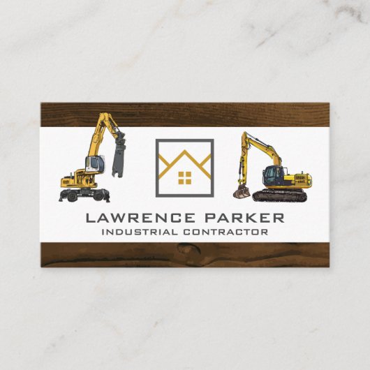 建築車掘削機 | 実在不動産ロゴ 名刺 (正面)