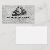 建築車掘削 |コンクリートの背景 名刺 (正面/裏面)