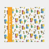 建築車模様の少年パーソナライズされた フリースブランケット (正面(横))