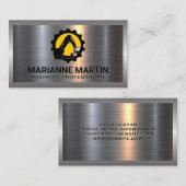 建築車用ブルドーザー | メタリック 名刺 (正面/裏面)