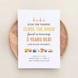 建築車男の子の誕生日パーティーの招待 招待状