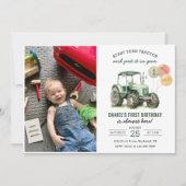 建築車男の子の誕生日パーティーフォト 招待状 (正面)