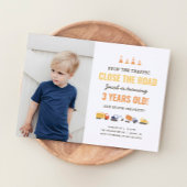 建築車男の子の誕生日パーティーフォト 招待状