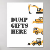 建築車誕生日ダンプギフトここにサイン ポスター (正面)