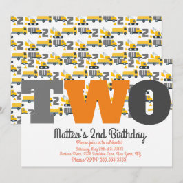 建築車誕生日ダンプビッグ2 招待状